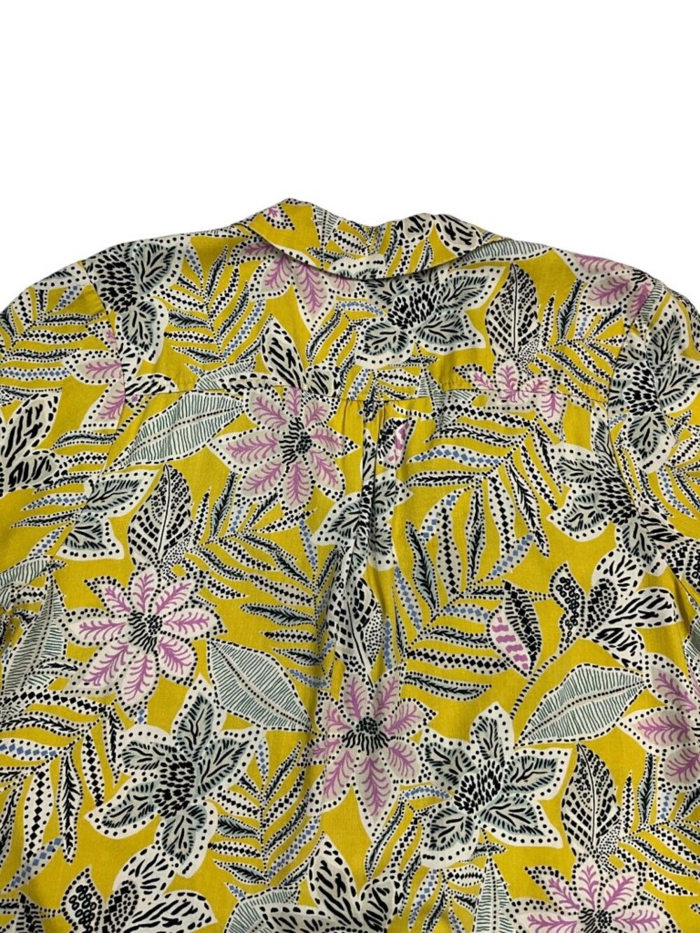 Marine Layer Lucy Resort Shirt L Bamboo Floral Yellow Boxy - Picture 12 of 15